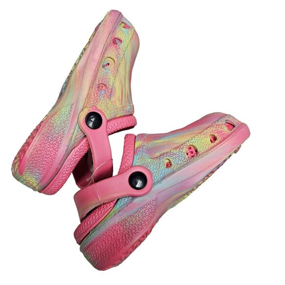 NWT Toddler Rainbow Clogs Size 9 Pink Tie-Dye Clogs With Cloud Charm Slip on - Picture 9 of 10